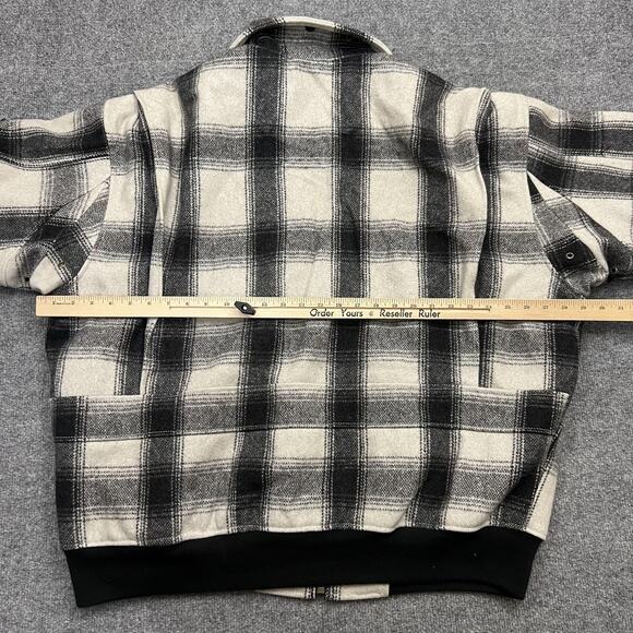 Schott Jacket Mens 3XL Black Gray Plaid Wool Blend G-1 M-422B Naval Patches - Picture 11 of 12